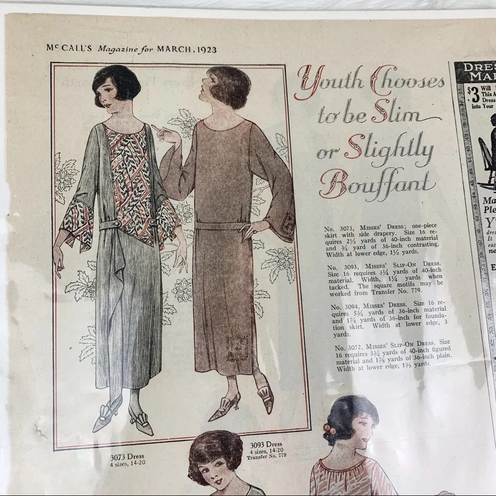 LOWEST PRICE Vintage McCall's 1923 Newspaper Sewing Dress Pages - Picture 12 of 16